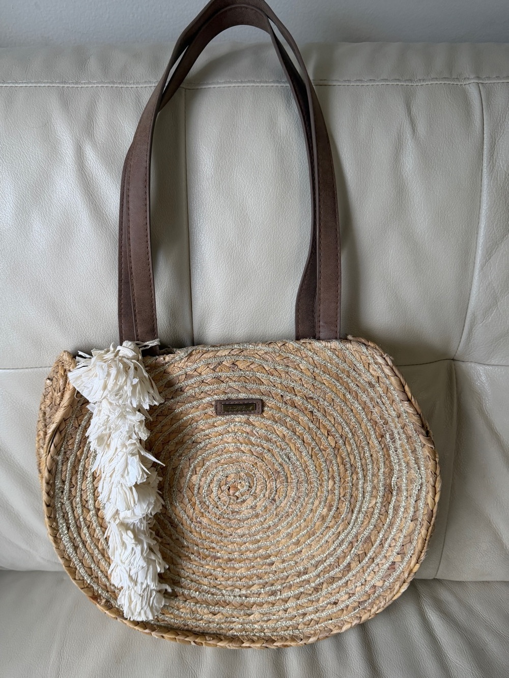 Sun 'N' Sand Accessories Large Round Spiral Woven Paper Straw Shoulder Beach